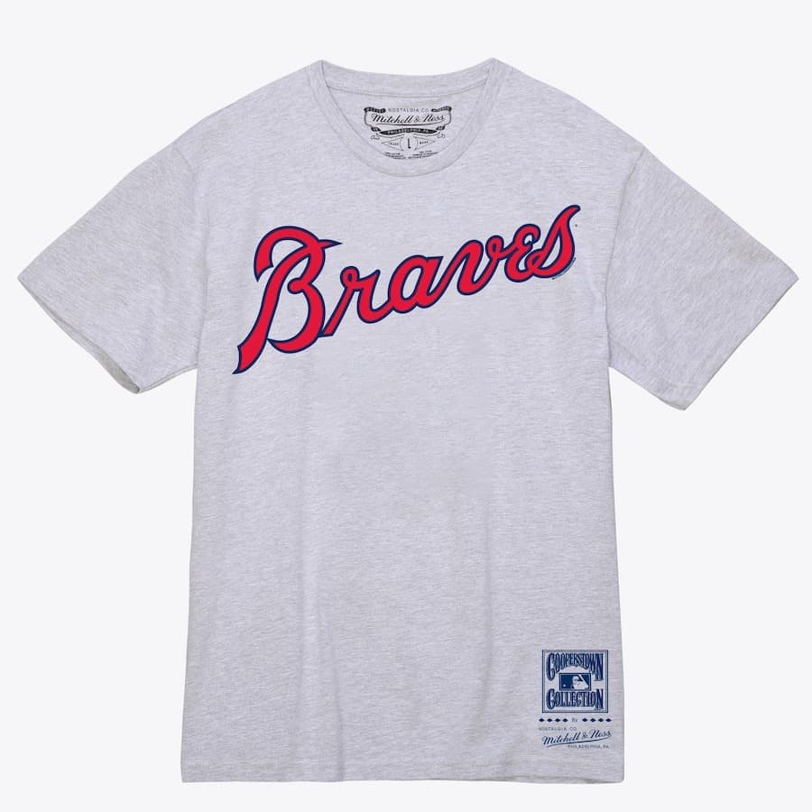 Футболка Mitchell & Ness Gray Atlanta Braves Wordmark T-Shirt