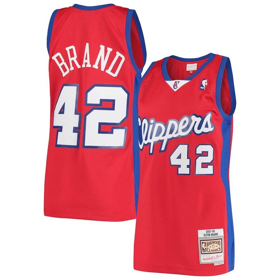 Баскетбольная джерси 2000/01 Mitchell & Ness Elton Brand Red LA Clippers Hardwood Classics Swingman Jersey – Statement Edition