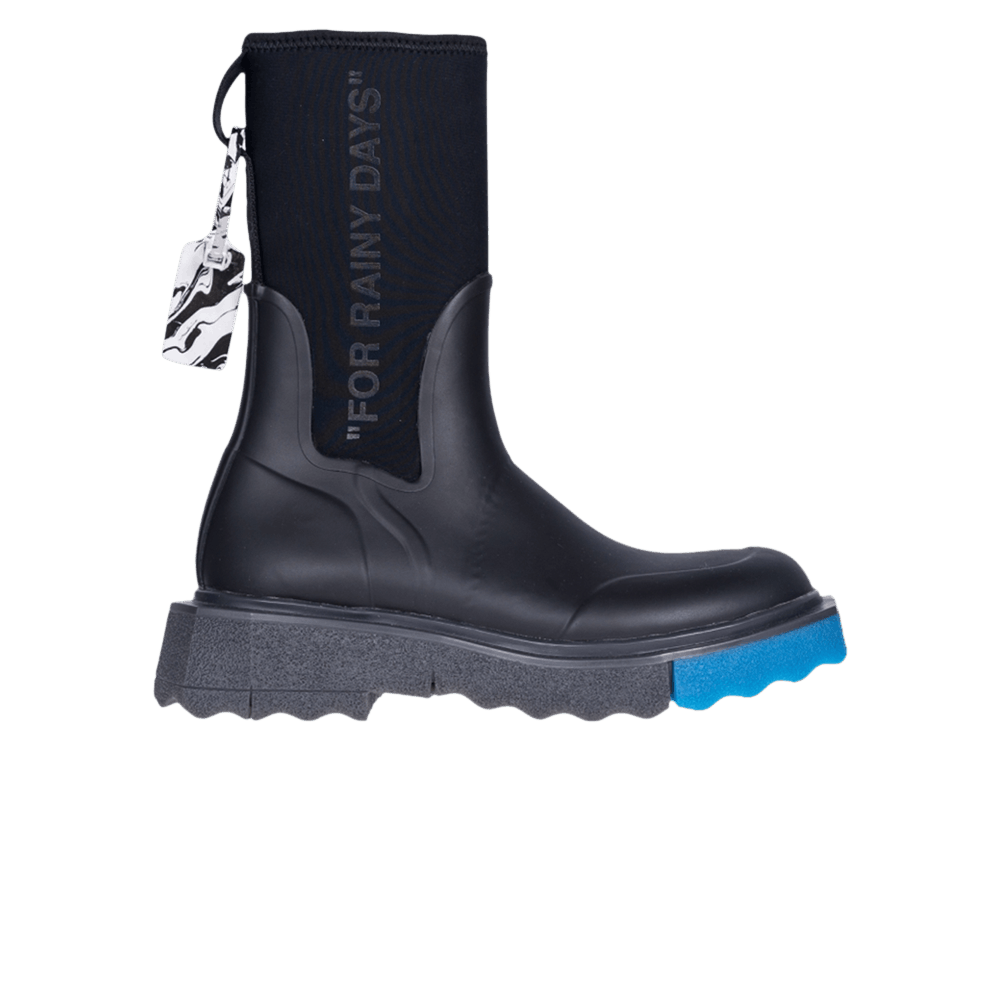 Off-White Sponge Rubber Rain Boot 'For Rainy Days - Black Blue'