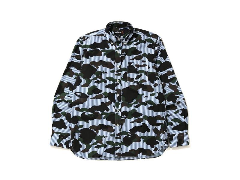 Рубашка BAPE 1st Camo Stripe BD Shirt Blue