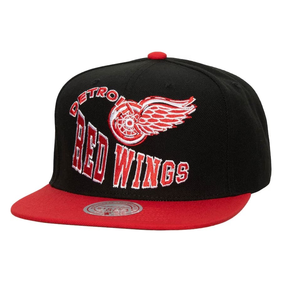 Бейсболка Mitchell & Ness Black Detroit Red Wings Crooked Path Snapback Hat