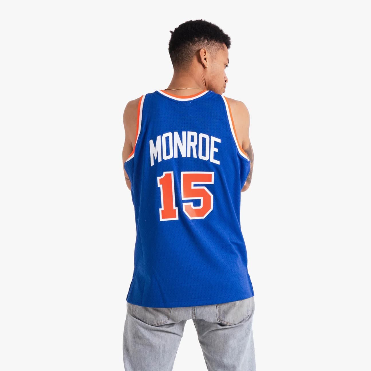 Баскетбольная джерси 1972-73 New York Knicks Earl Monroe #15 Swingman Hardwood Classics Blue Jersey