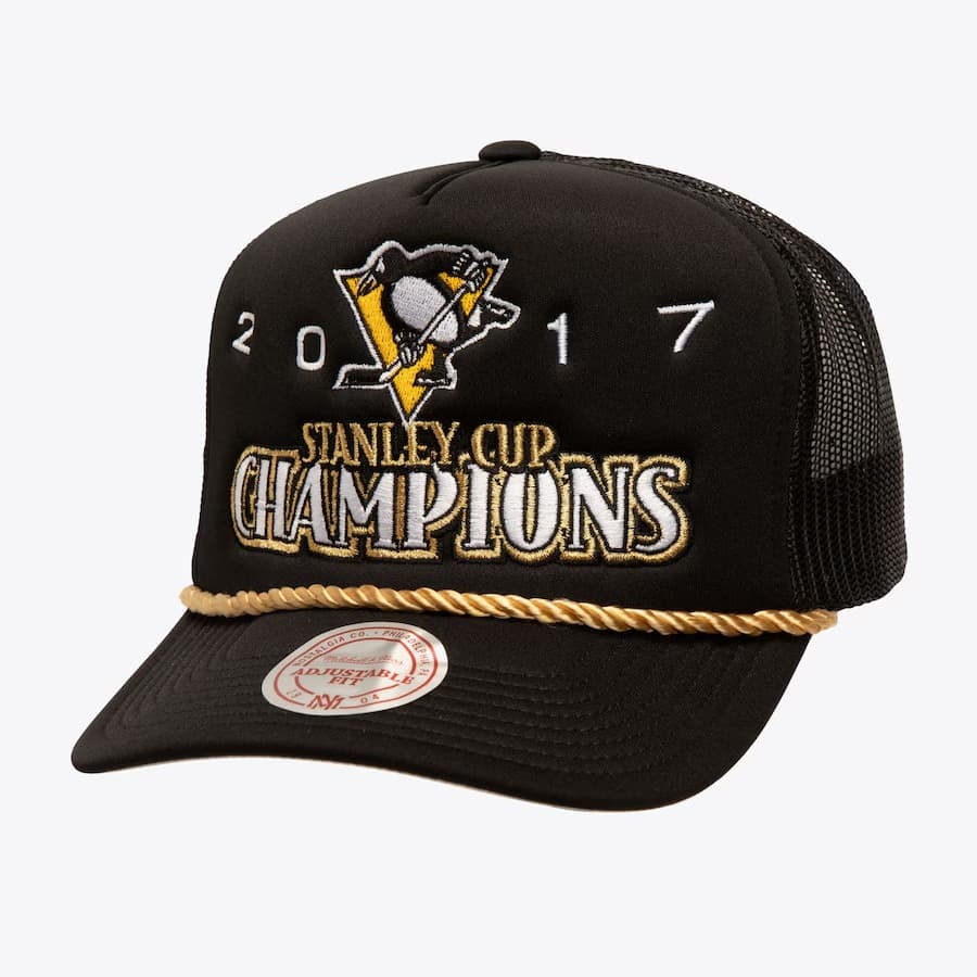 Бейсболка Mitchell & Ness Black Pittsburgh Penguins Golden Champs Trucker Snapback Hat