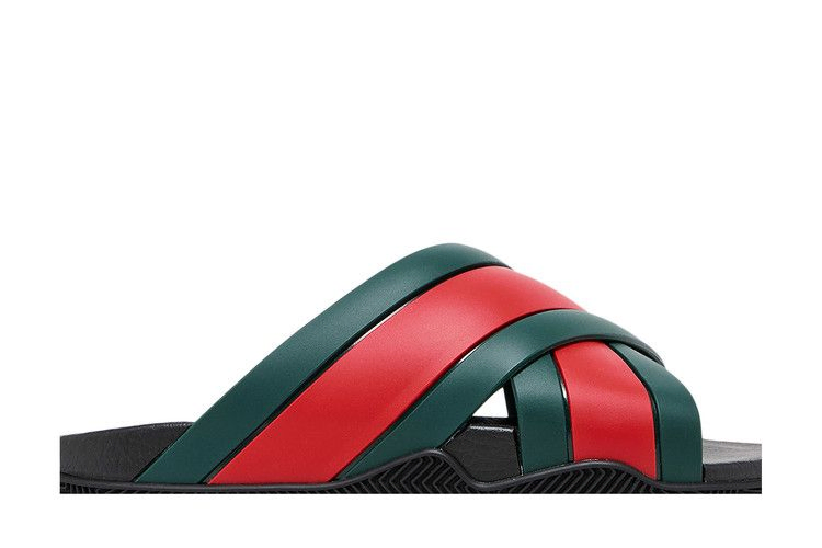Кроссовки Gucci Wmns Slide Web Stripe 'Black'