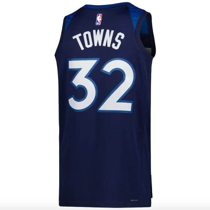 Баскетбольная джерси 2022-23 Minnesota Timberwolves #32 Karl-Anthony Towns Swingman Icon Navy Jersey