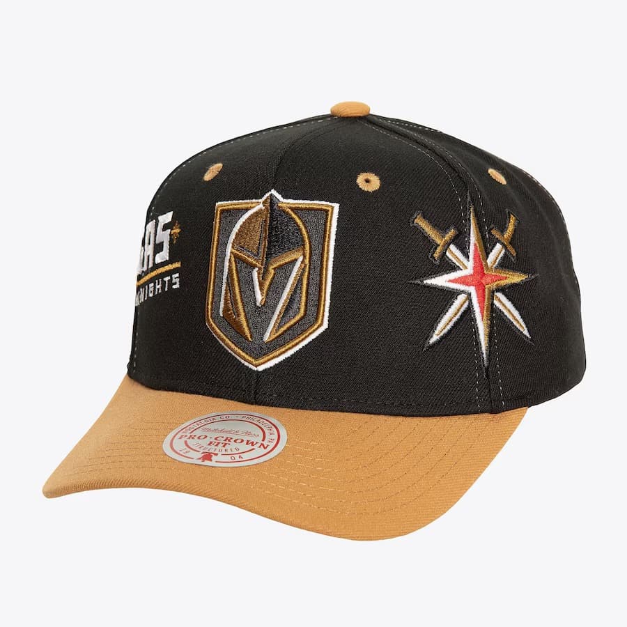 Бейсболка Mitchell & Ness Black Vegas Golden Knights Overbite Pro Snapback Hat