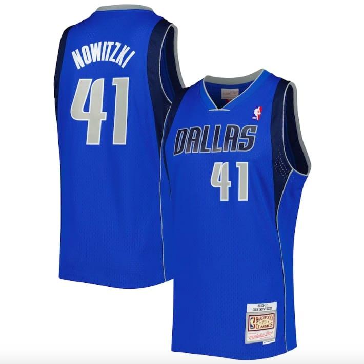 Баскетбольная джерси 2010-11 Dallas Mavericks #41 Dirk Nowitzki Mitchell & Ness Blue Jersey