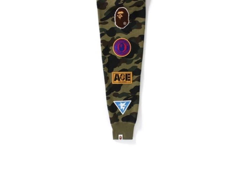 Худи BAPE 1st Camo Multi Logo Shark Full Zip Hoodie Green Camo