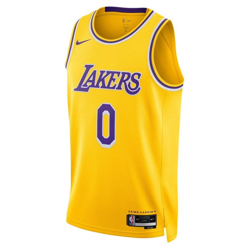 Баскетбольная джерси 2022-23 Los Angeles Lakers Russell Westbrook #0 Swingman Icon Edition Yellow Jersey
