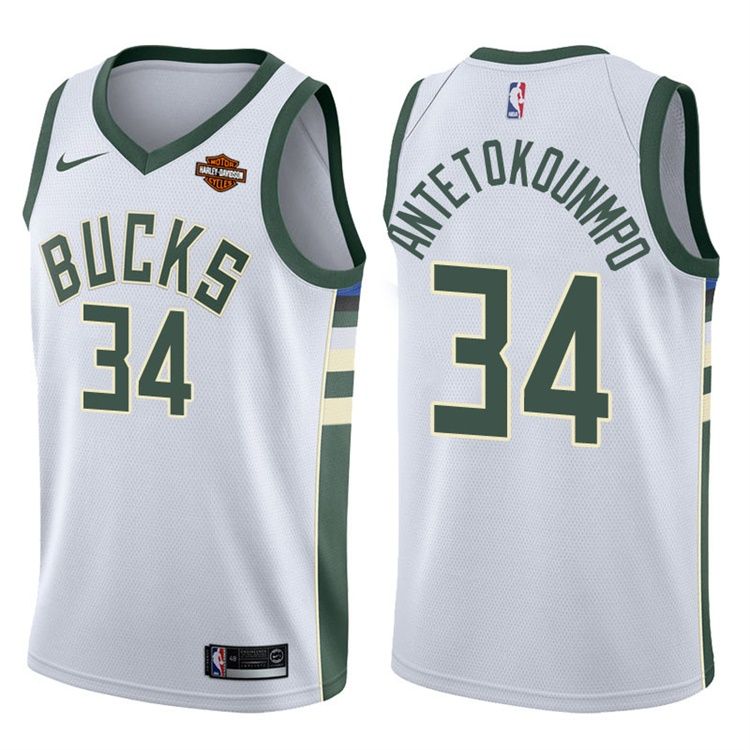 Баскетбольная джерси 2017-18 Giannis Antetokounmpo Bucks #34 Association White