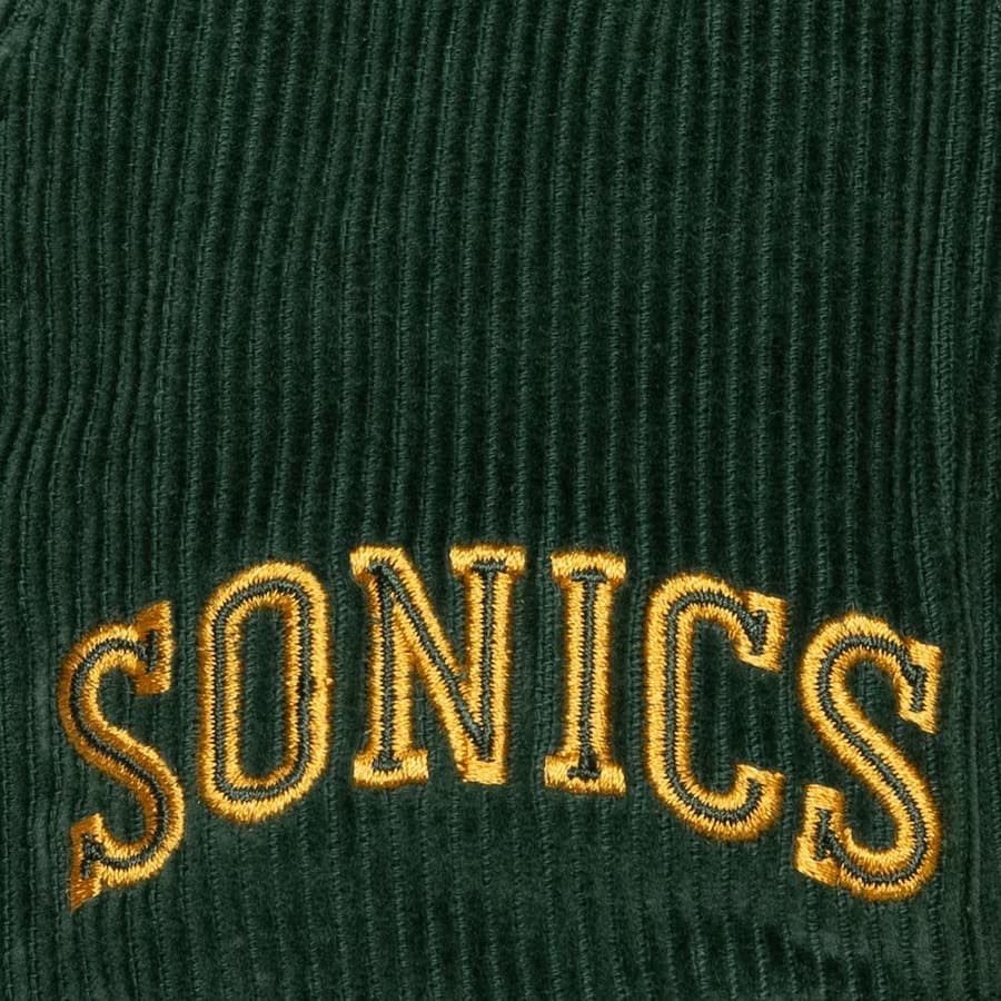 Бейсболка Mitchell & Ness Green Gold Seattle Supersonics Hardwood Classics Sueduroy Snapback Hat