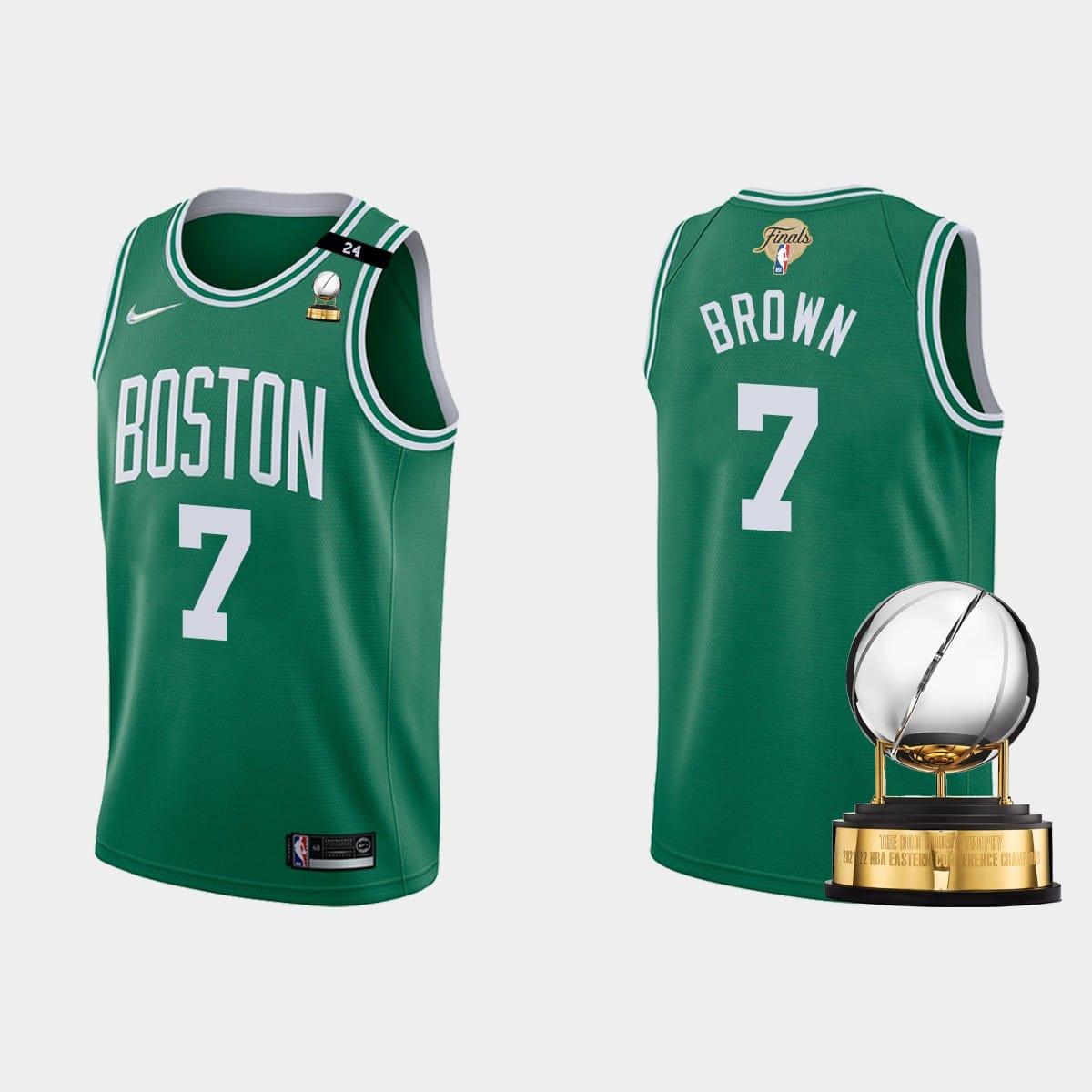 Баскетбольная джерси 2022 Eastern Conference Champions Boston Celtics #7 Jaylen Brown Green Icon Jersey