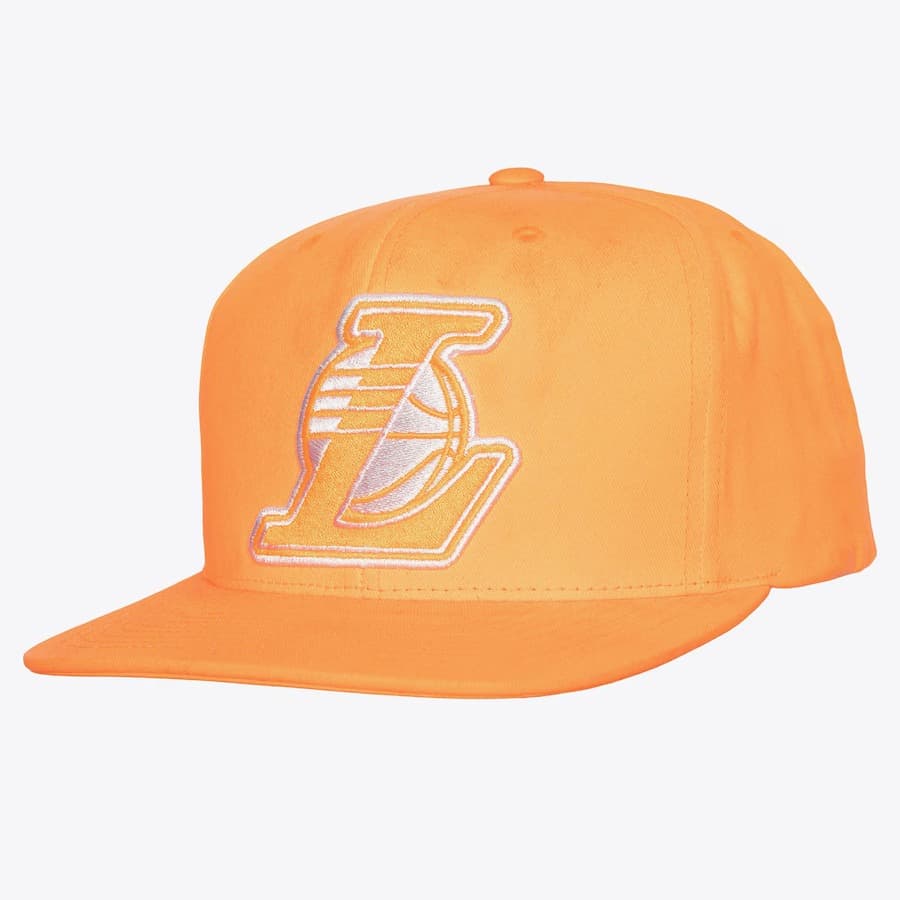 Бейсболка Mitchell & Ness Orange Los Angeles Lakers Neon Highlighter Snapback Hat