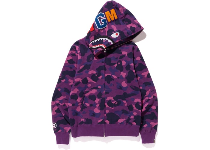 Худи BAPE Color Camo Shark Full Zip Hoodie Purple