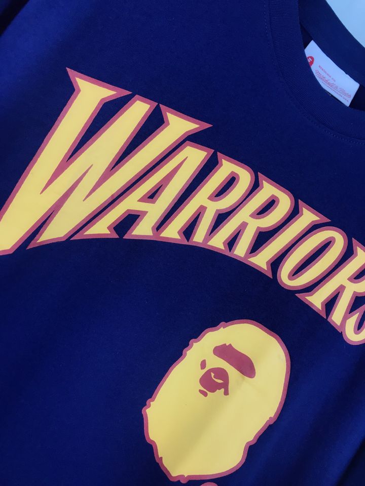 Футболка BAPE x Mitchell & Ness Warriors Tee Navy