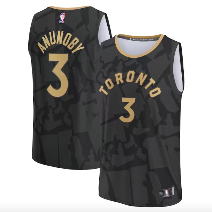 Баскетбольная джерси 2022-23 Toronto Raptors #3 OG Anunoby Fastbreak City Black Jersey