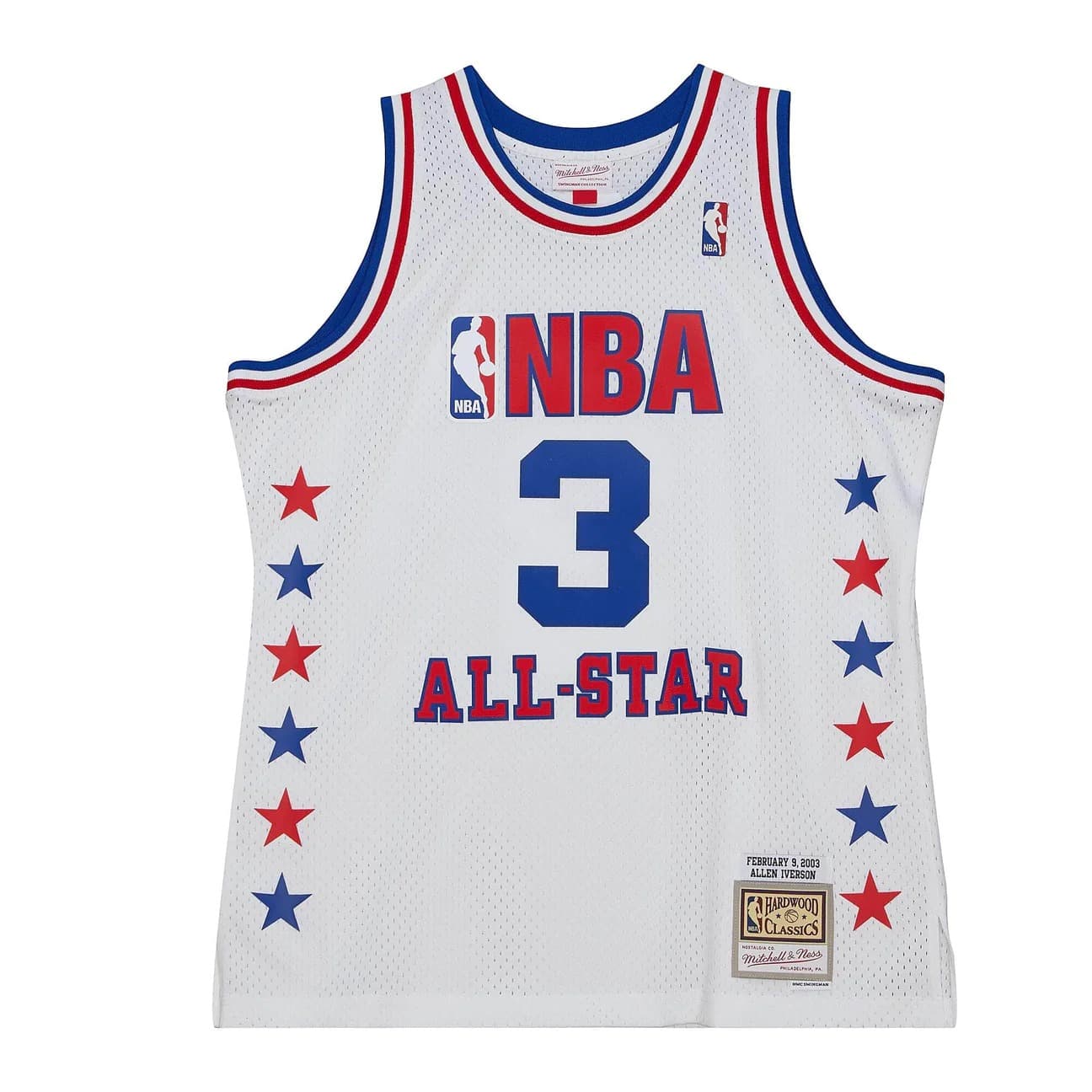 Баскетбольная джерси 2003 All Star Game Allen Iverson #3 Swingman Hardwood Classics White Jersey