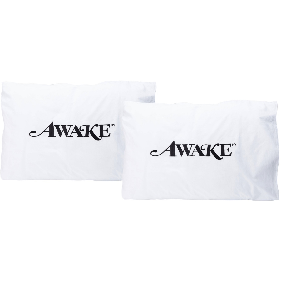 Awake-Embroidered-Classic-Logo-Pillowcase-Set-White