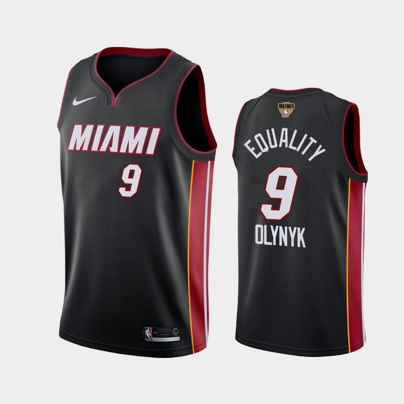 Баскетбольная джерси 2020 NBA Finals Bound Miami Heat Kelly Olynyk #9 Black Equality Icon