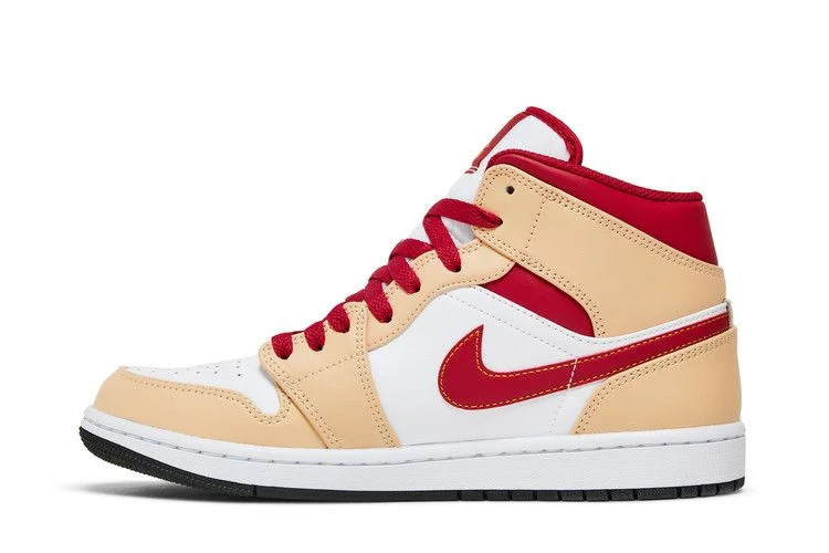 Кроссовки Air Jordan 1 Mid 'Light Curry Cardinal Red'