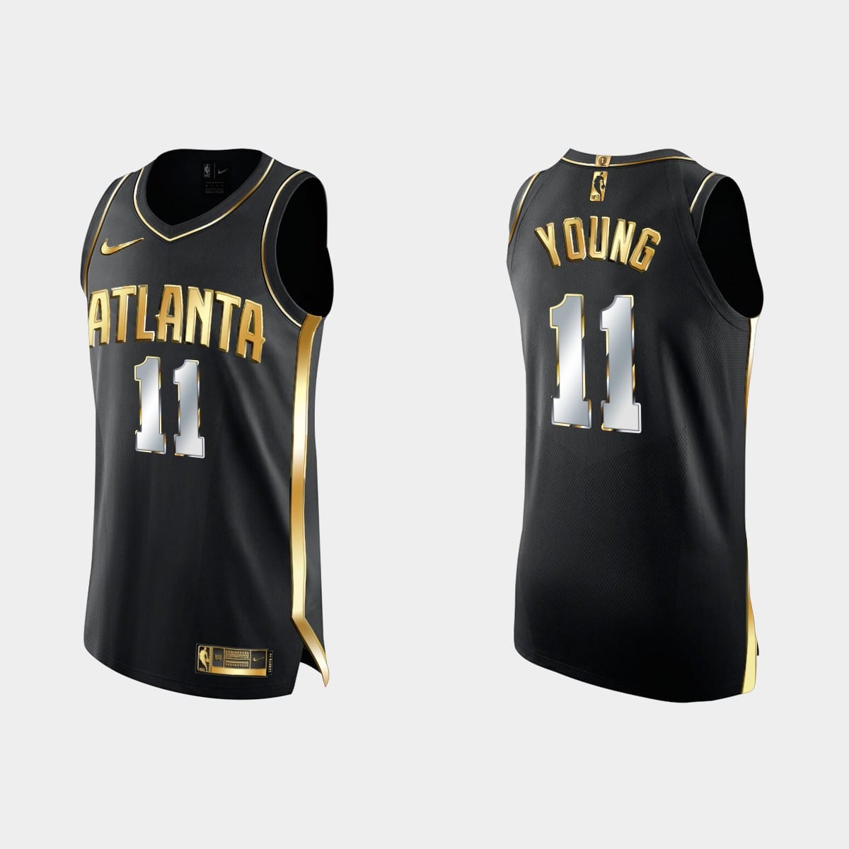Баскетбольная джерси Atlanta Hawks #11 Trae Young Authentic Golden Black 1X Champs Jersey