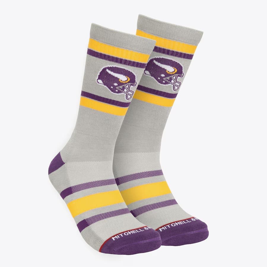 Спортивные носки Mitchell & Ness Gray Minnesota Vikings Team Stripes Crew Socks