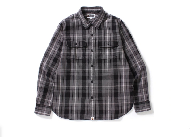 Рубашка BAPE Shark Flannel Check Shirt Black
