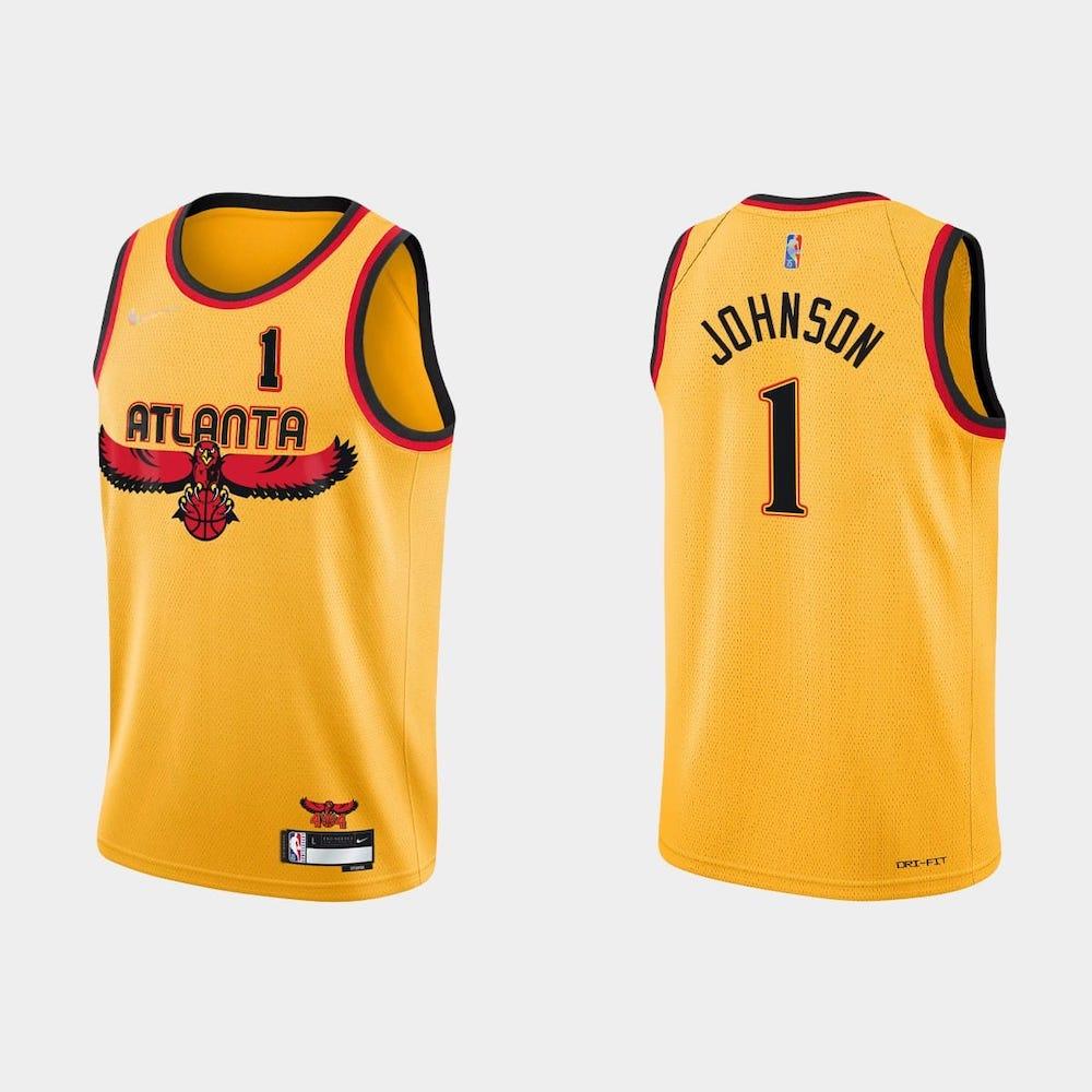 Баскетбольная джерси 2021-22 Atlanta Hawks #1 Jalen Johnson 75th Anniversary Gold Jersey