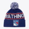 Mitchell-Ness-x-Bape-Blue-New-York-Rangers-Bape-Cuffed-Knit-Pom-Hat-100x100