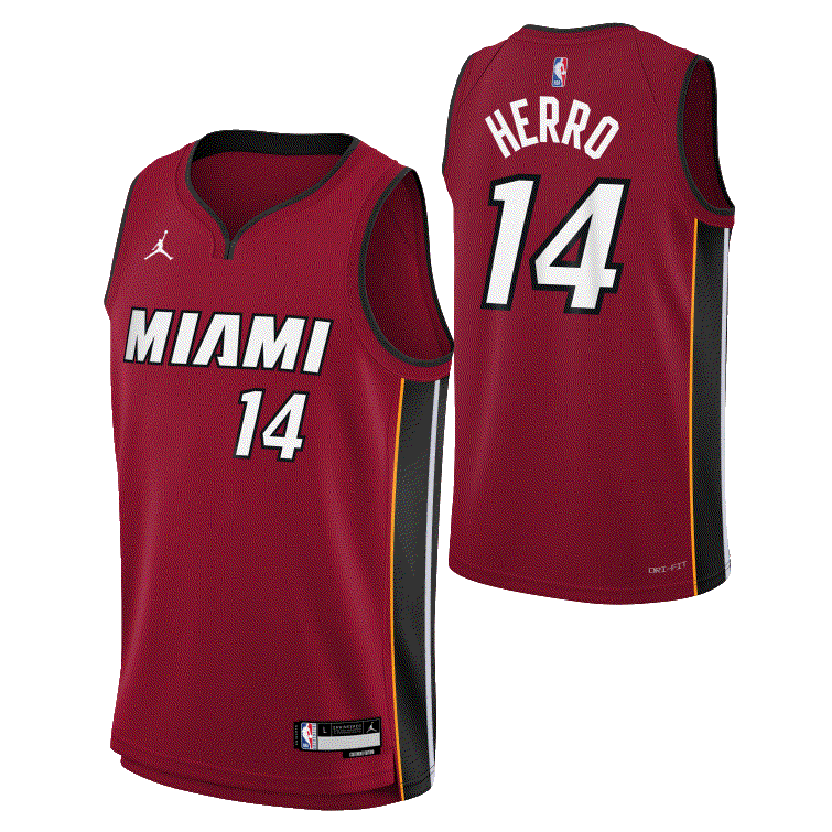 2023-24-Miami-Heat-Tyler-Herro-14-Youth-Swingman-Statement-Edition-Red-Jersey-1