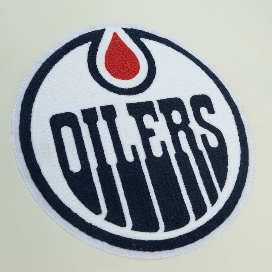 Худи Mitchell & Ness Cream Edmonton Oilers Chainstitch Heavyweight Pullover Hoodie