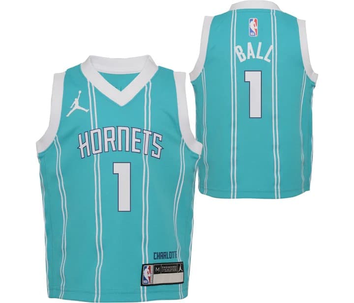 Баскетбольная джерси 2023-24 Charlotte Hornets LaMelo Ball #1 Boys Swingman Icon Edition Teal Jersey