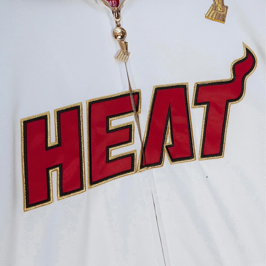 Бомбер Mitchell & Ness White Miami Heat 2012 Finals Champion Authentic Full-Zip Jacket