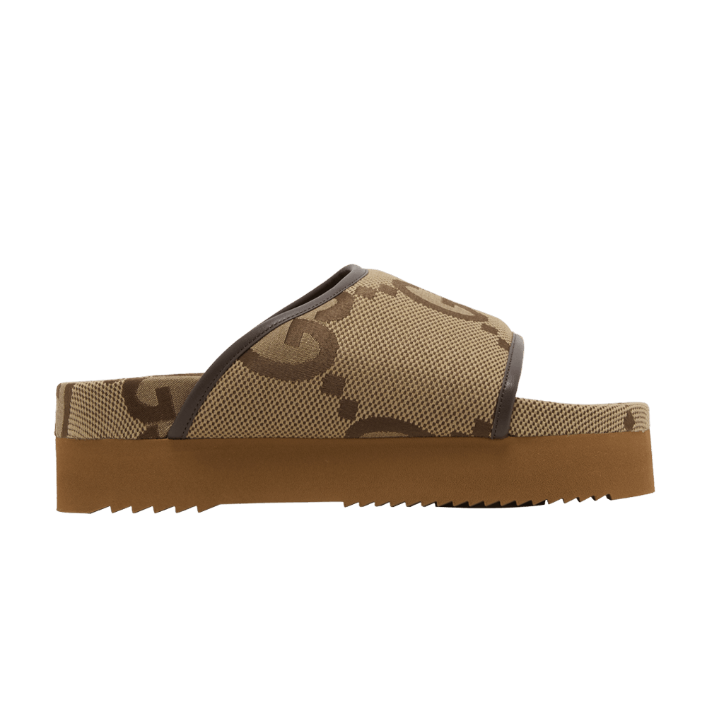 Кроссовки Gucci Wmns Jumbo GG Platform Slide 'Camel Ebony Monogram'