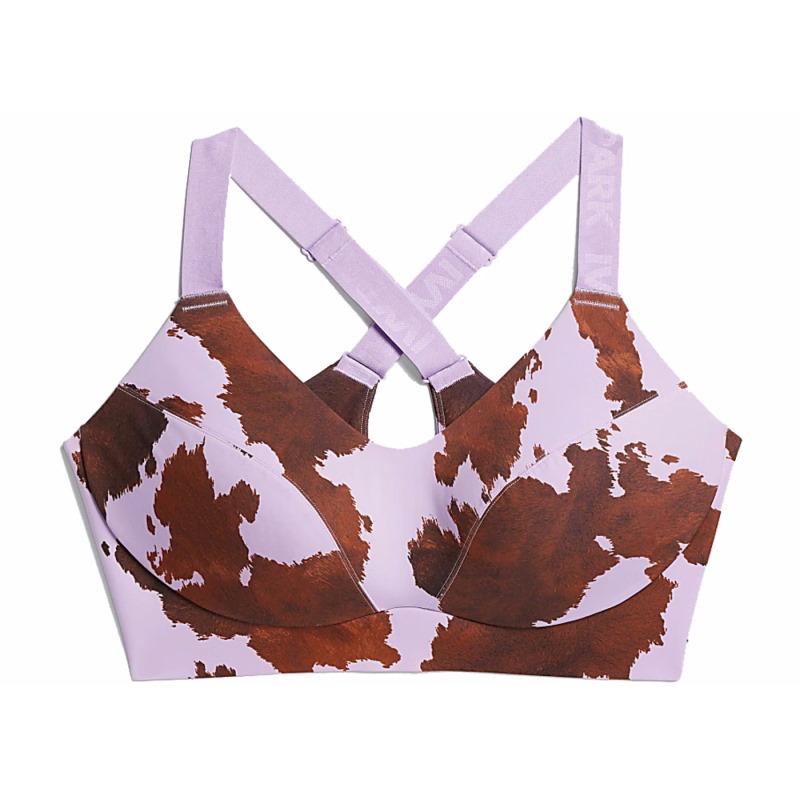Спортивный топ adidas Ivy Park Medium-Support Cow-Print Cutout Bra (Plus Size) AOP Cow Hide/Purple Glow