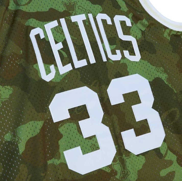 Баскетбольная джерси 1985-86 Boston Celtics #33 Larry Bird Ghost Green Camo Jersey