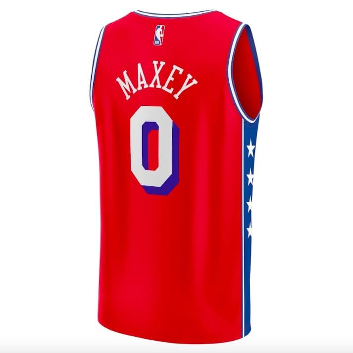 Баскетбольная джерси 2022-23 Philadelphia 76ers #0 Tyrese Maxey Fast Break Statement Red Jersey
