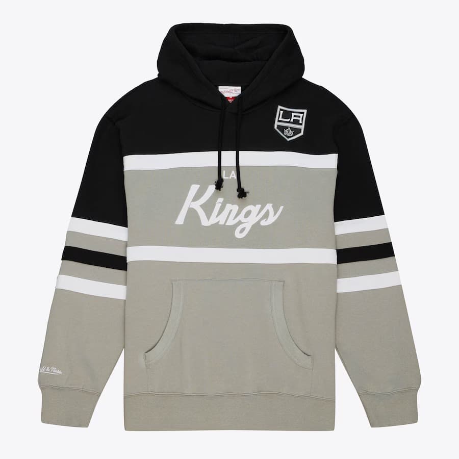 Худи Mitchell & Ness Heather Gray Los Angeles Kings Head Coach Pullover Hoodie