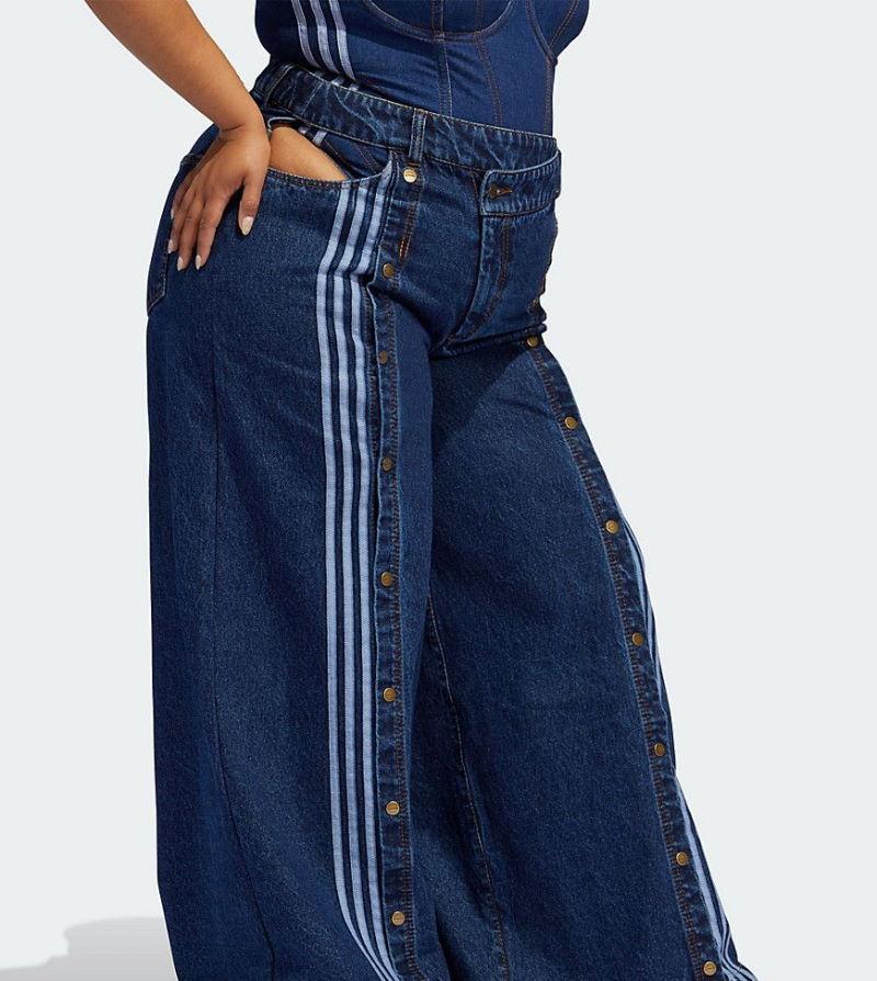 Спортивные брюки adidas Ivy Park Denim Wide-Leg Snap Pants (Plus Size) Dark Denim