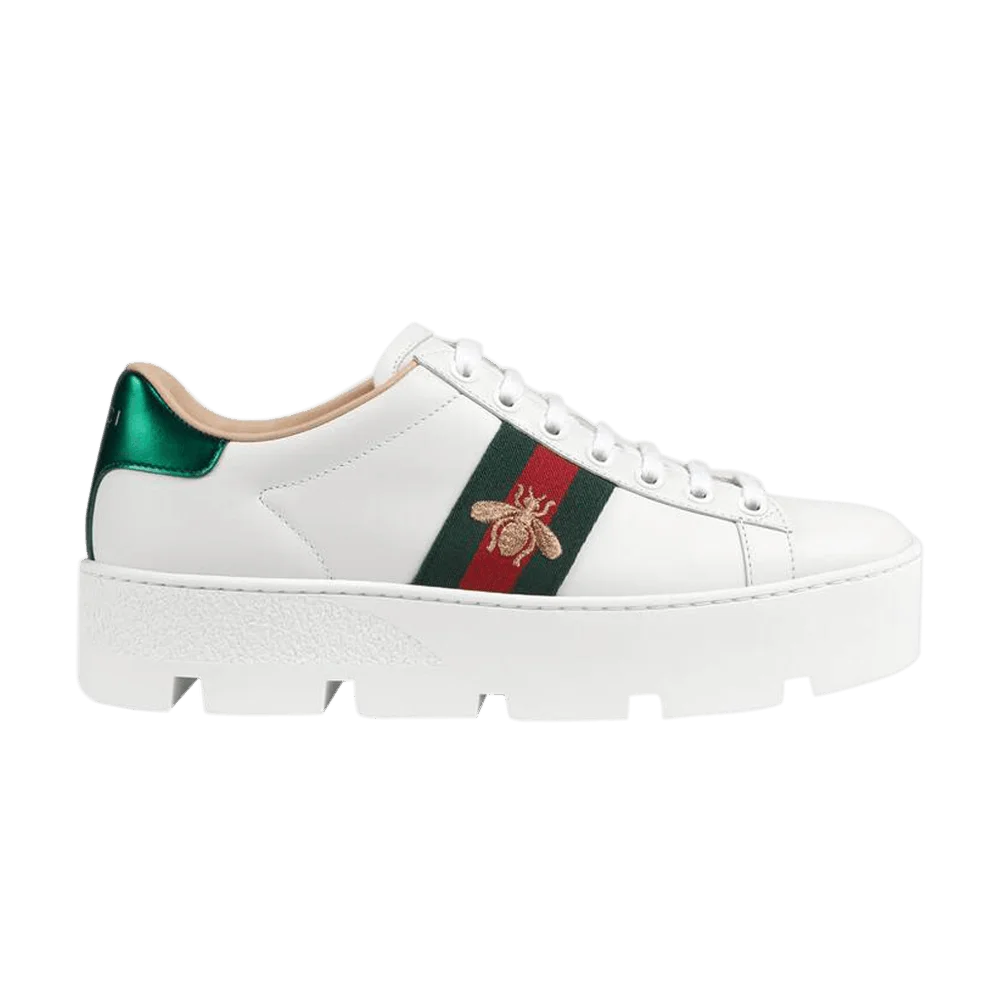 Кроссовки Gucci Wmns Ace Embroidered Platform 'White'