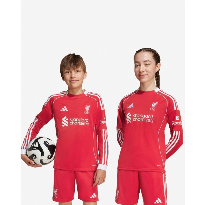 Детский футбольный лонгслив Liverpool FC adidas Youth 25/26 Home Long Sleeve Jersey