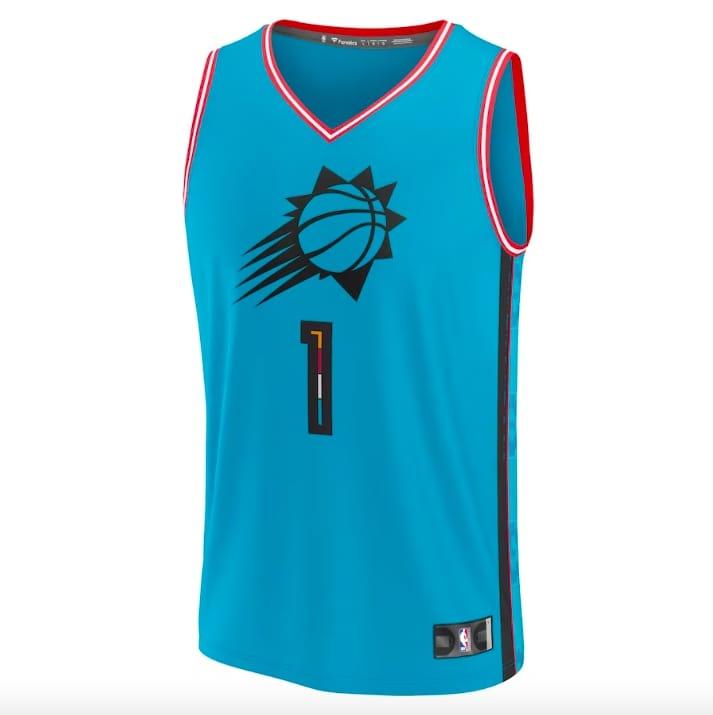 Баскетбольная джерси 2022-23 Phoenix Suns #1 Devin Booker Fastbreak City Turquoise Jersey