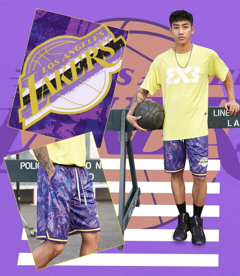 Баскетбольные шорты Ehot Lakers Print Purple Shorts