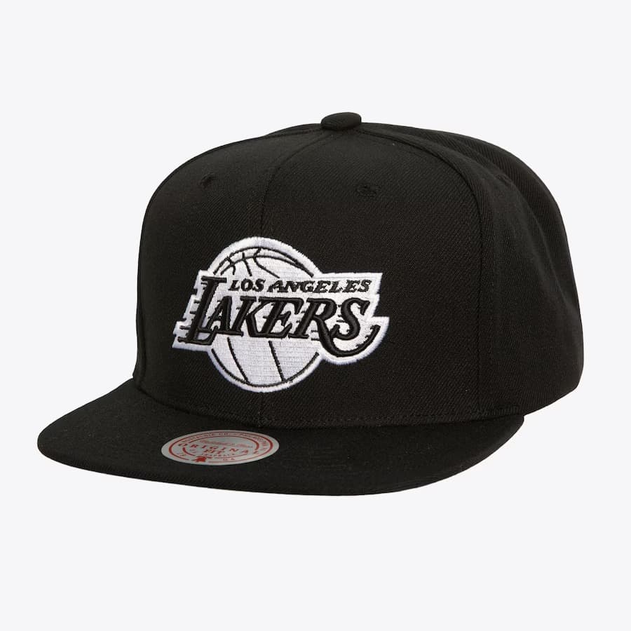 Бейсболка Mitchell & Ness Black White Los Angeles Lakers Evergreen OG Snapback Hat