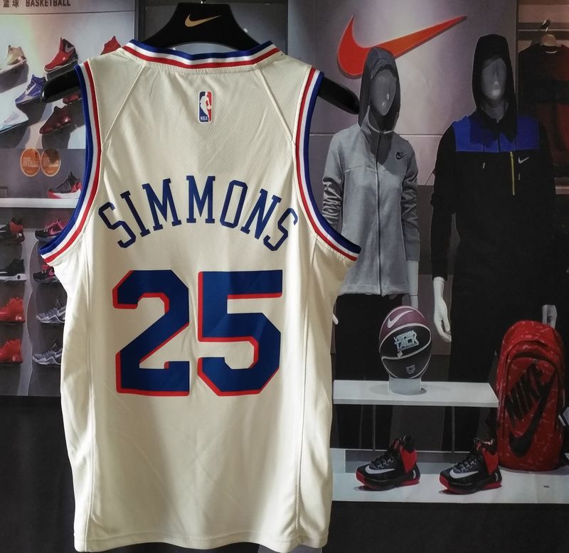 Баскетбольная джерси 2017-18 Ben Simmons Philadelphia 76ers #25 City Cream