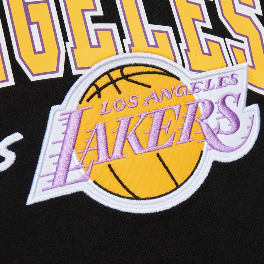 Худи Mitchell & Ness Black Los Angeles Lakers Snow Washed Fleece Pullover Hoodie