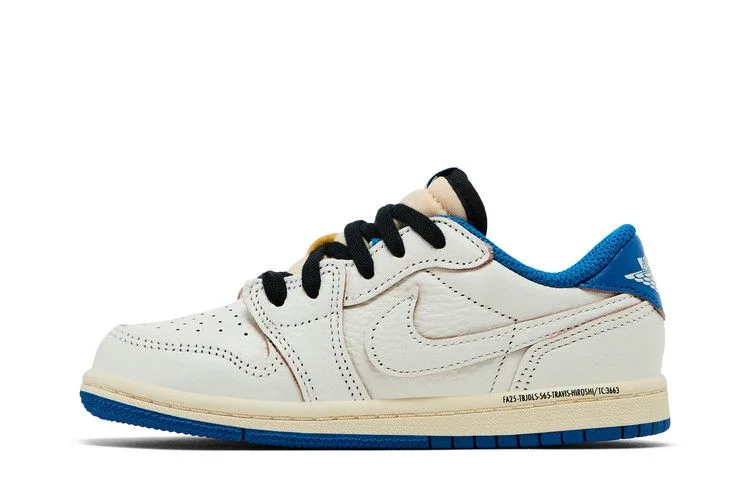 Кроссовки Fragment Design x Travis Scott x Air Jordan 1 Retro Low OG SP TD 'Sail Military Blue'