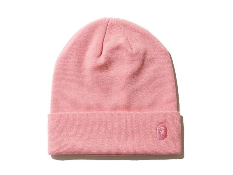 Шапка BAPE Ape Head One Point Knit Cap Pink/Pink