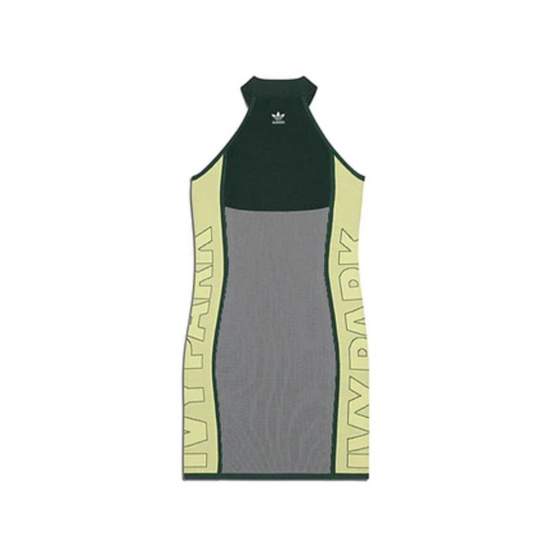 Платье adidas Ivy Park Knit Logo Dress (Plus Size) Dark Green/Black/Green Tint/Yellow Tint