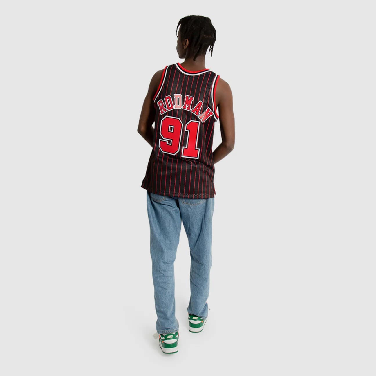 Баскетбольная джерси 1995-1996 Chicago Bulls Dennis Rodman #91 Swingman Hardwood Classic Pinstripe Jersey